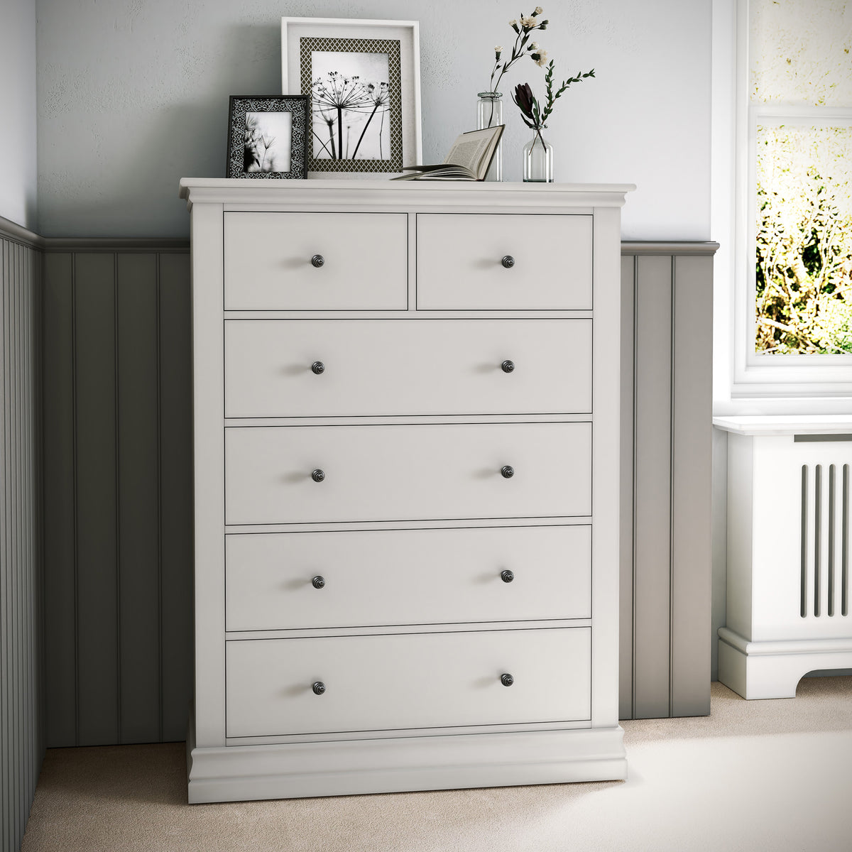 Porter Cotton Grey 2 Over 4 Chest of Drawers from Roseland Furniture