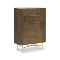 Milo Mango & Marble Walnut 5 Drawer Chest of Drawers from Roseland Furniture