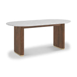 Milo Mango & Marble Oval Dining Table Brown from Roseland Furniture