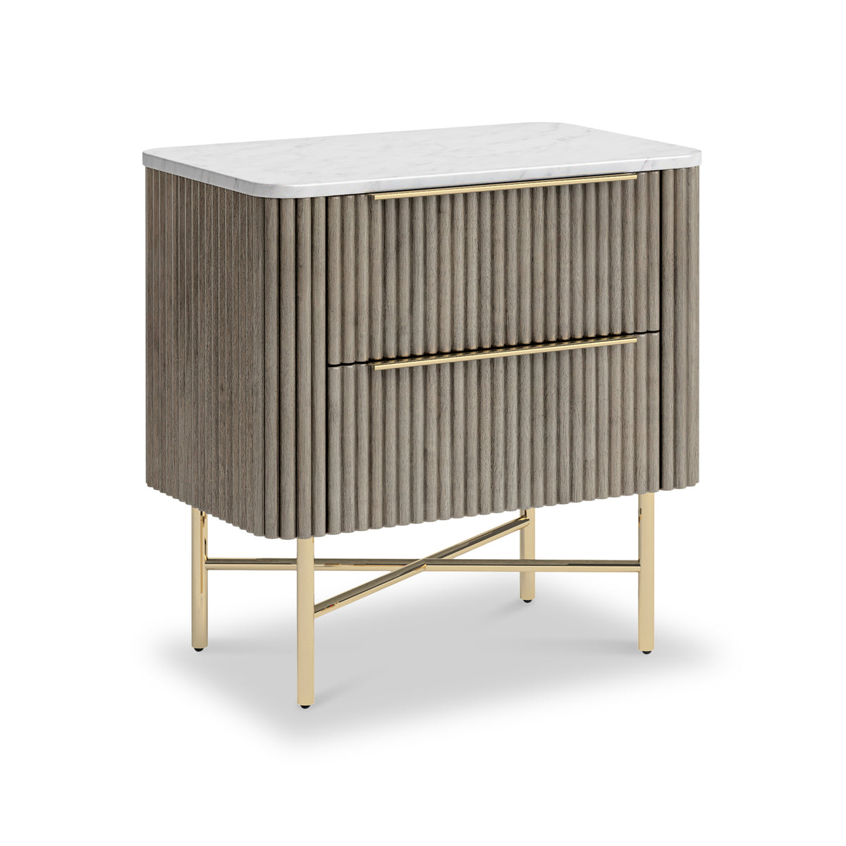 Amelie 2 Drawer Fluted Bedside from Roseland Furniture