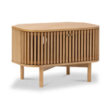 Shorwell Oak Slatted Corner TV Unit from Roseland Furniture