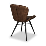 Marcha Dark Brown Curved Leather Seat Dining Chair from Roseland Furniture