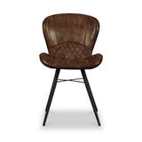 Marcha Dark Brown Curved Leather Seat Dining Chair from Roseland Furniture