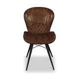 Marcha Dark Brown Curved Leather Seat Dining Chair from Roseland Furniture