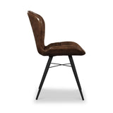 Marcha Dark Brown Curved Leather Seat Dining Chair from Roseland Furniture