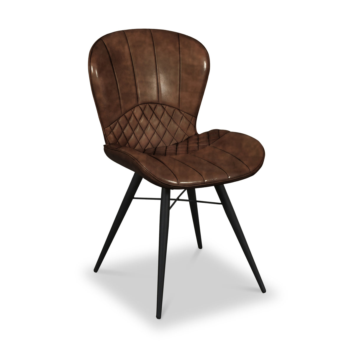 Marcha Dark Brown Curved Leather Seat Dining Chair from Roseland Furniture