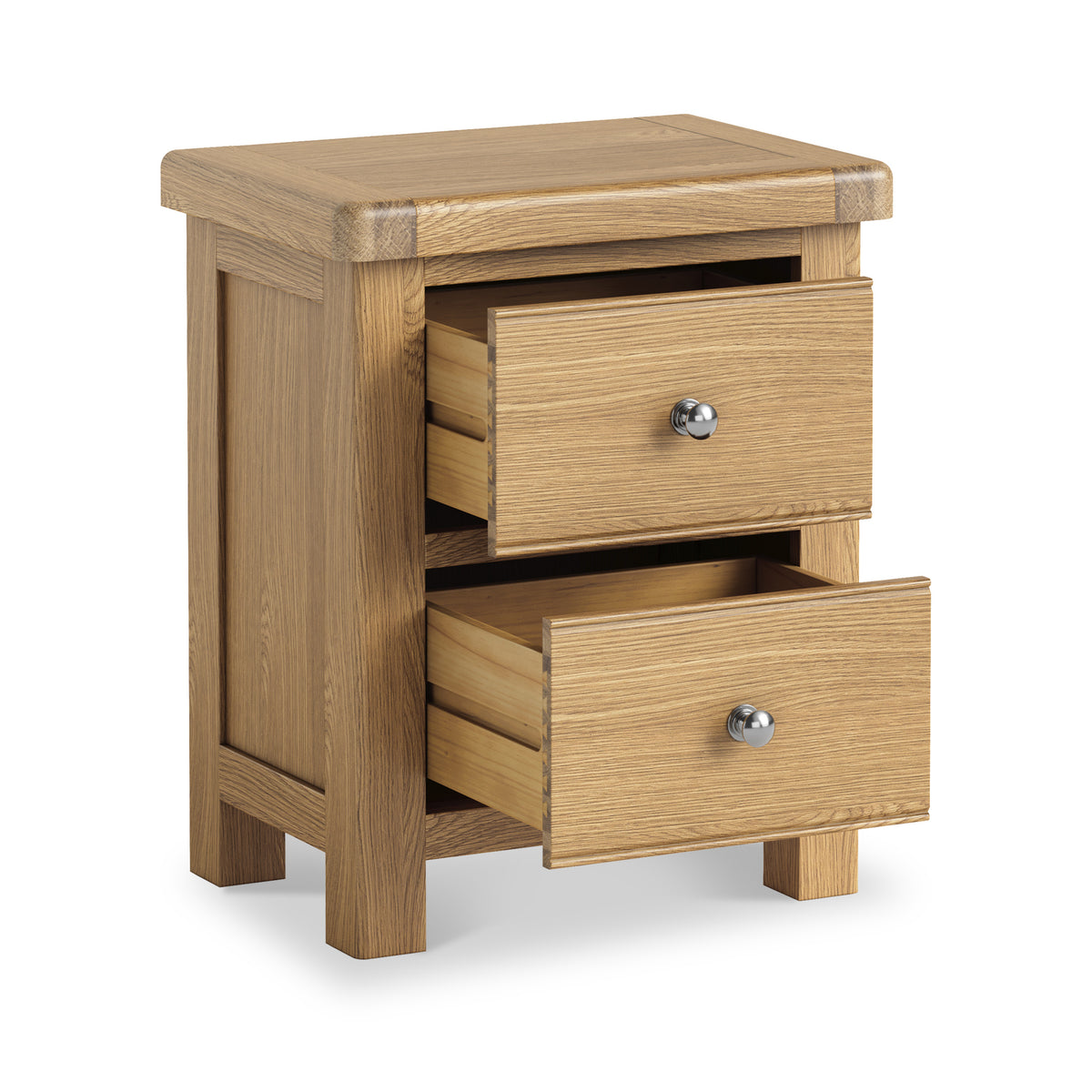 Portland Oak 2 Drawer Bedside from Roseland Furniture