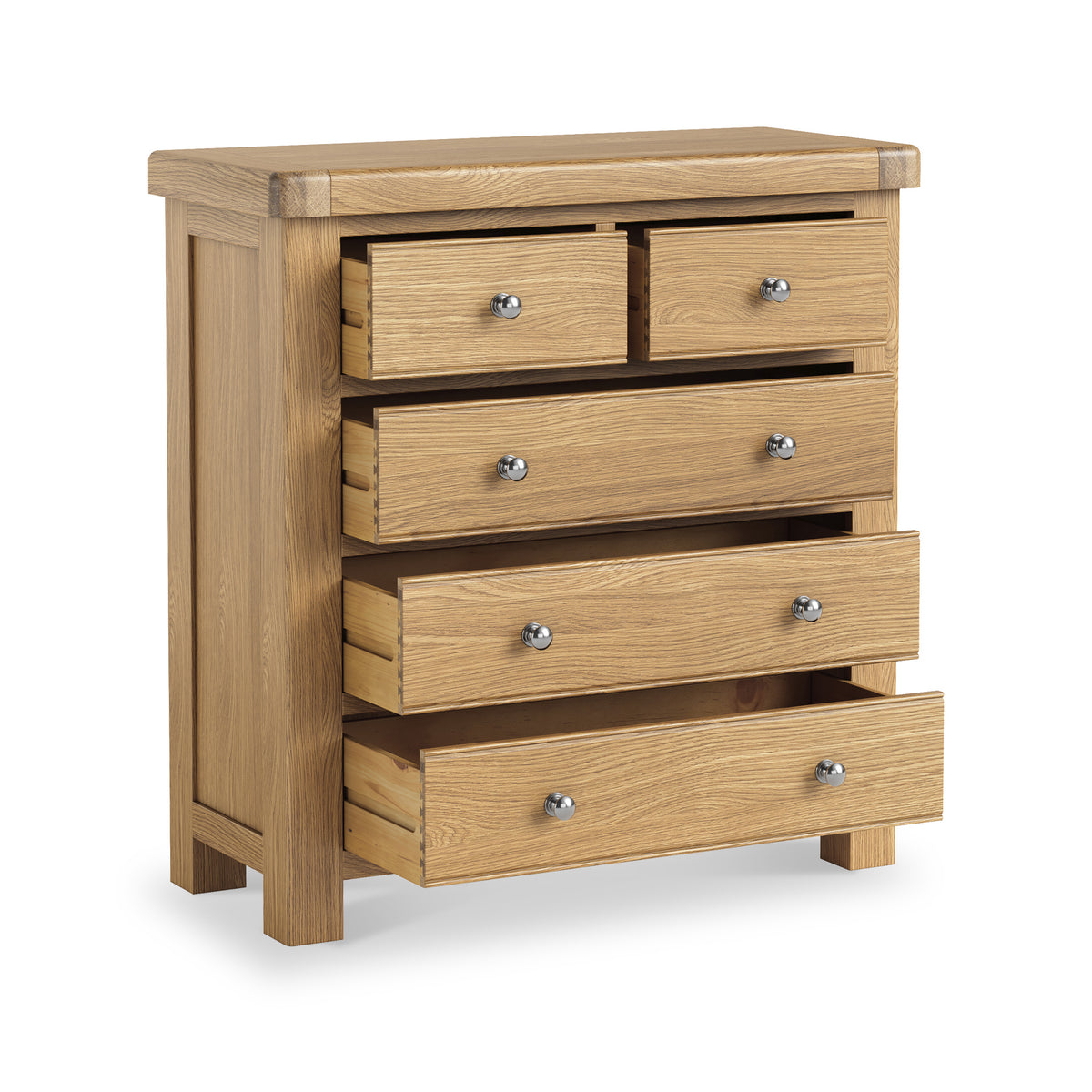 Portland Oak 2 Over 3 Drawer Chest from Roseland Furniture