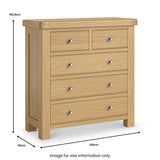 Portland-Oak-2-Over-3-Drawer-Chest from Roseland Furniture