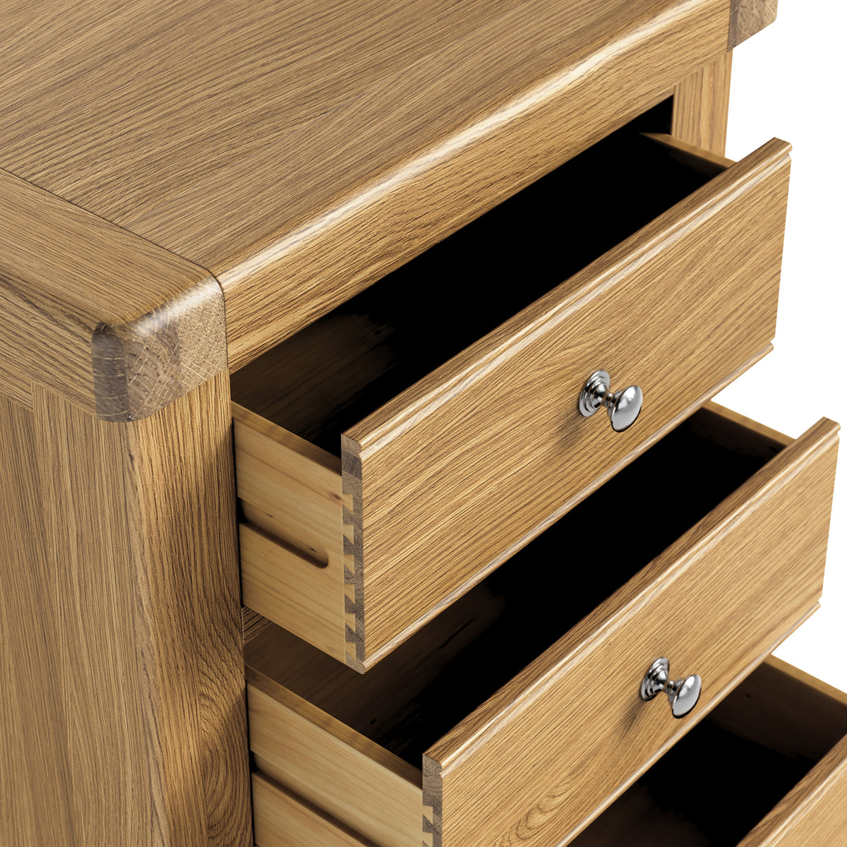 Portland Oak 5 Drawer Tallboy from Roseland Furniture