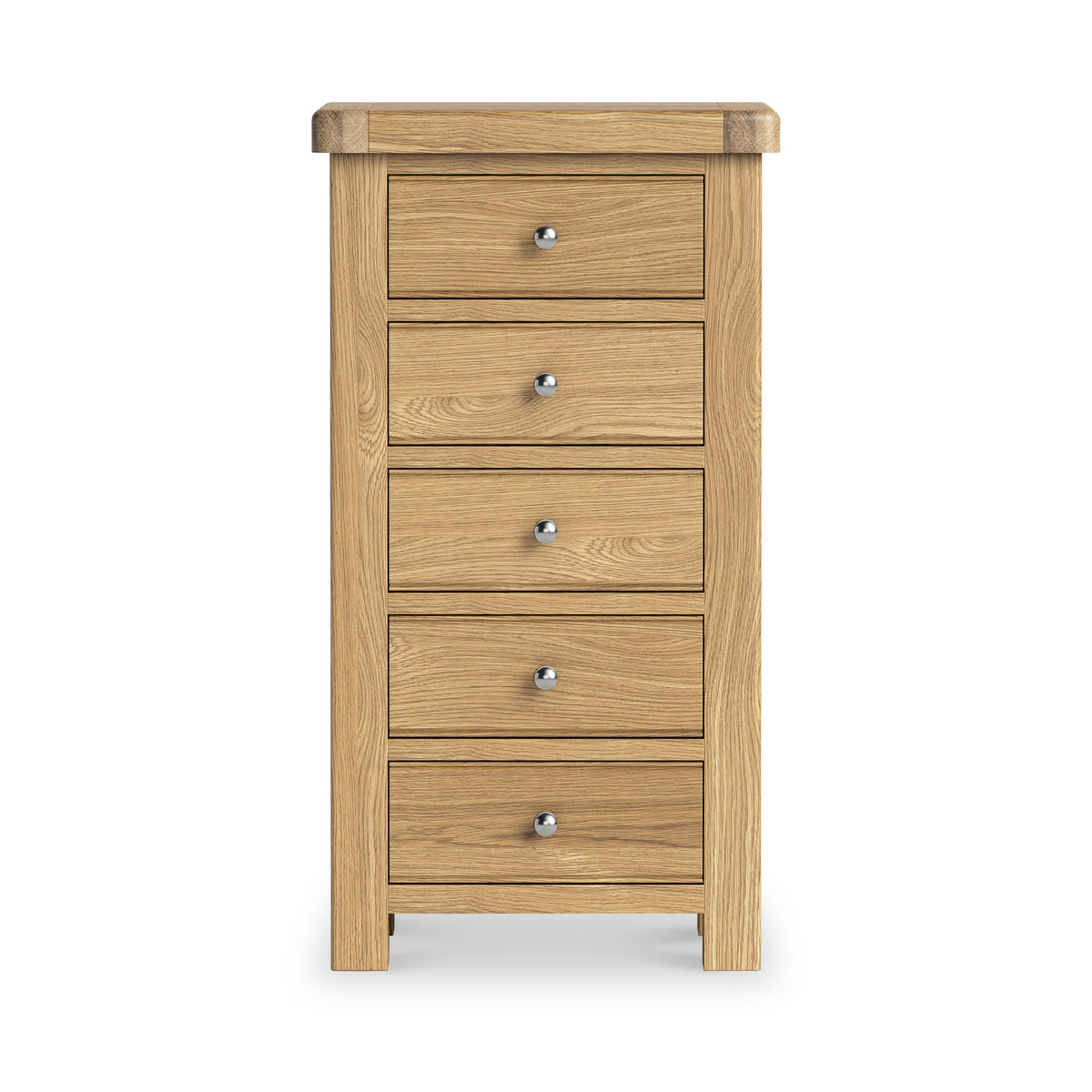 Portland Oak 5 Drawer Tallboy from Roseland Furniture