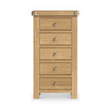 Portland Oak 5 Drawer Tallboy from Roseland Furniture