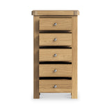 Portland Oak 5 Drawer Tallboy from Roseland Furniture