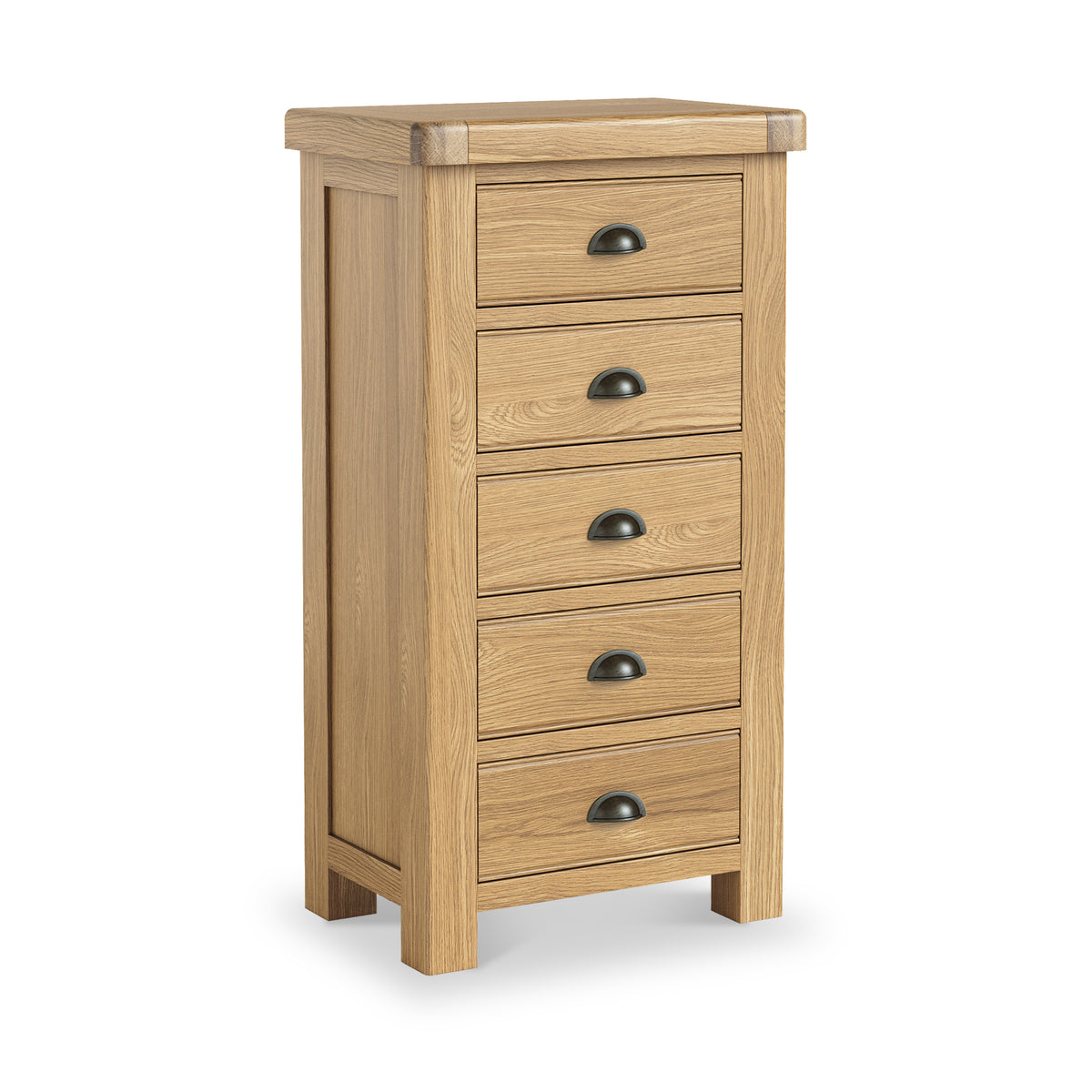 Portland Oak 5 Drawer Tallboy from Roseland Furniture