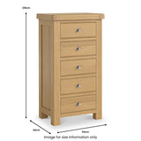 Portland-Oak-5-Drawer-Tallboy from Roseland Furniture