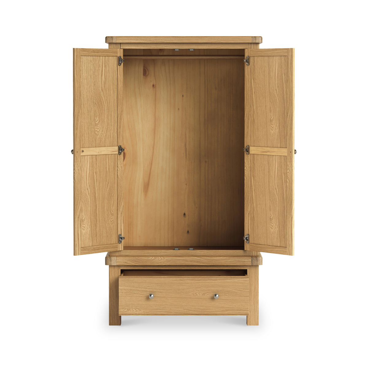 Portland Oak 1 Drawer Double Wardrobe from Roseland Furniture