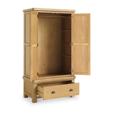 Portland Oak 1 Drawer Double Wardrobe from Roseland Furniture