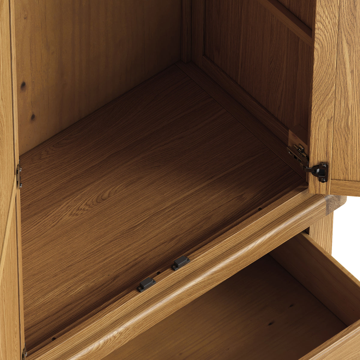 Portland Oak 1 Drawer Double Wardrobe from Roseland Furniture