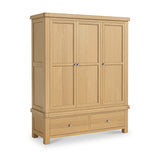 Portland-Oak-2-Drawer-Triple-Wardrobe from Roseland Furniture