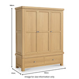 Portland-Oak-2-Drawer-Triple-Wardrobe from Roseland Furniture