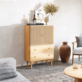 Shorwell Oak Slatted 2 Drawer 2 Door Cabinet from Roseland Furniture