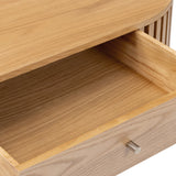 Shorwell Oak Slatted Oval 1 Drawer Coffee Table from Roseland Furniture