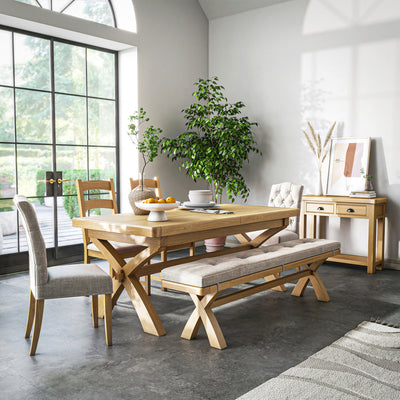 Portland Oak Extendable 200cm Cross Legged Dining Table