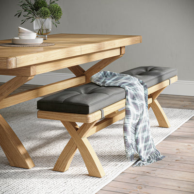 Portland Oak 200cm Cross Legged Dining Bench