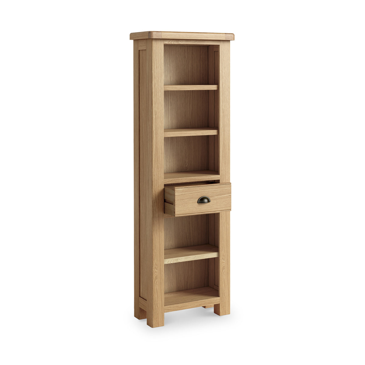 Portland Oak 5 Shelf Slim Bookcase from Roseland Furniture