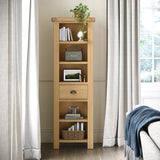 Portland-Oak-5-Shelf-Slim-Bookcase from Roseland Furniture