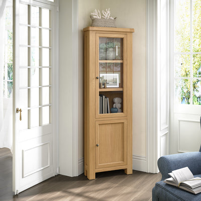 Portland Oak 2 Door Corner Display Unit