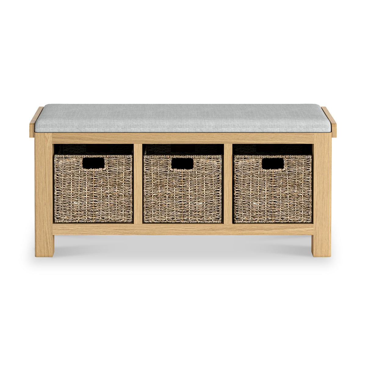 Portland Oak Storage Bench with Cushion from Roseland Furniture