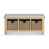 Portland Oak Storage Bench with Cushion from Roseland Furniture