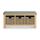 Portland Oak Storage Bench with Cushion from Roseland Furniture