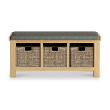 Portland Oak Storage Bench with Cushion from Roseland Furniture