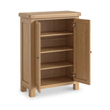 Portland-Oak-4-Shelf-Shoe-Storage-Cupboard from Roseland Furniture