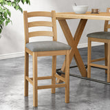 Portland-Oak-Bar-Stool-With-Grey-Cushion from Roseland Furniture