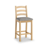 Portland-Oak-Bar-Stool-With-Grey-Cushion from Roseland Furniture