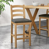 Portland-Oak-Bar-Stool-With-Charcoal-Cushion from Roseland Furniture