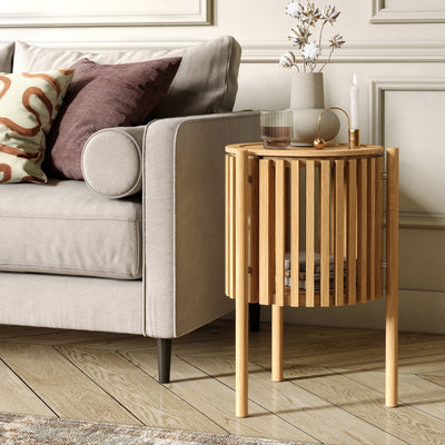 Shorwell Oak Slatted Story 1 Door Side Table