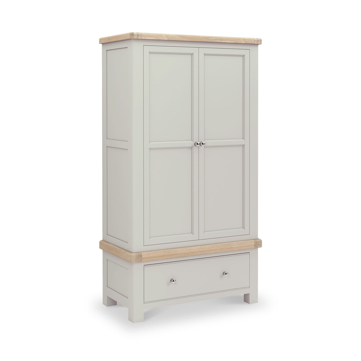 Penzance Stone Grey Double Wardrobe with Drawer from Roseland Furniture