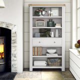 Penzance Stone Grey Large Bookcase from Roseland Furniture