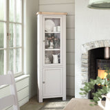 Penzance Stone Grey Corner Display Cabinet from Roseland Furniture