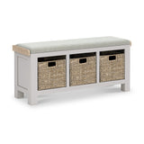 Penzance Stone Grey Storage Bench with Baskets from Roseland Furniture