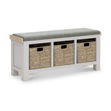 Penzance Stone Grey Storage Bench with Baskets from Roseland Furniture