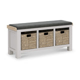 Penzance Stone Grey Storage Bench with Baskets from Roseland Furniture