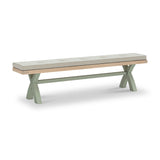 Penzance Sage Cross Leg Bench with Beige Cushion from Roseland Furniture