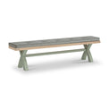 Penzance Sage Cross Leg Bench with Grey Cushion from Roseland Furniture