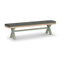 Penzance Sage Cross Leg Bench with Charcoal Cushion from Roseland Furniture