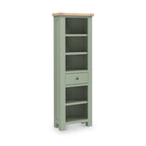 Penzance Sage Green Slim Bookcase from Roseland Furniture